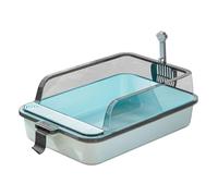Large Metal Litter Tray, Metal Litter Tray with Scoop, Stainless Steel Open Top Litters Box with Detachable Rim, High Sided, Anti-Leakage, Easy Cleaning, Odour-Resistant, Cats Trays