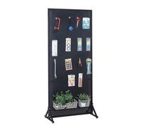 Large Metal Peg Board Display Stand - Floor Organizer with Hooks for Supermarkets, Warehouses & Workshops, Black 150x50cm - Versatile Storage Solution for Tools & Accessories