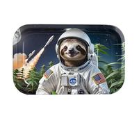 Large Metal Rolling Tray with Sloth Design - Enforced Edges - Holding and Storing Smoking Accessories