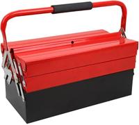 Large Metal Tool Box Heavy Duty Cantilever 3 Tier Portable Traditional Style Tool Case