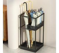 Large Metal Umbrella Stand For Indoor Use - Commercial Grade Entryway Holder With Removable Drip Tray - Stylish Umbrella Storage For Corridors And Entrances Black