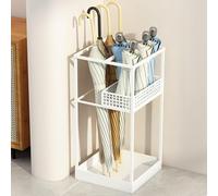 Large Metal Umbrella Stand For Indoor Use - Commercial Grade Entryway Holder With Removable Drip Tray - Stylish Umbrella Storage For Corridors And Entrances White