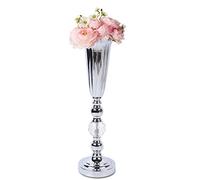 Large Metal Vase, Vases Table Decorations Centrepieces, Tall Vases Large Flower Stand for Birthday Wedding Anniversary Ceremony Home Decor, Big Vases for Flowers (12.5 x 44.5 cm) (Silver)