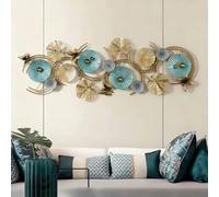 Large Metal Wall Art, 3D Stacked Leaves Wall Art Decor, Boho Lotus Leaf Decoration, Modern Flower Hanging Sculpture, Wall-Mounted Art Décor for Study Living Room Bedroom(Horizontal)