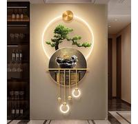 Large Metal Wall Art Sculpture, Wall Art Decor With LED Light, Modern Home Decor Artwork Traditional Chinese Feng Shui Decoration With Wireless Remote Control Lamp For Living Room(C,53.1in) (A 47.2*