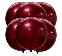Large Metallic Red Balloons 22 Inch Wine Red Round Foil Balloons 4D Mylar Round Maroon Balloon Birthday Anniversary Wedding Graduation Prom Bachelorette Themed Party Decorations 6Pcs
