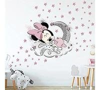Large Mickey and Minnie Mouse Wall Decals for Kids Baby Bedroom Nursery, Disney Mirror Window Walls Stickers Removeable Vinyl Cartoon Peel and Stick (Minnie & Bunny)