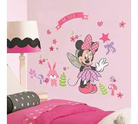 Large Mickey and Minnie Mouse Wall Decals for Kids Baby Bedroom Nursery, Disney Mirror Window Walls Stickers Removeable Vinyl Cartoon Peel and Stick (Minnie Pink)