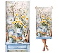 Large Microfibre Beach Towel for Adult, 80x160 cm Landscape Sand Free Beach Towel with Pockets,Lightweight Quick Dry Travel Swim Towels, Sports Towels, Yoga Gym Beach Essentials, Flower,s-j495