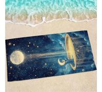 Large Microfibre Beach Towel for Adults 140x70cm, Blue Lightweight Quick Dry Beach Towel, Sand Free Compact Bath Towels Soft for Yoga Camping Gym Travel, Swimming Towels for Women Men, Moon (2) 0e-829