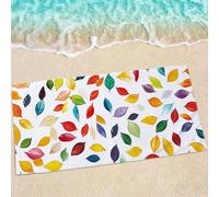 Large Microfibre Beach Towel for Adults 160x80cm, Color Lightweight Quick Dry Beach Towel, Sand Free Compact Bath Towels Soft for Yoga Camping Gym Travel, Swimming Towels for Women Men, Leaves 0e-101