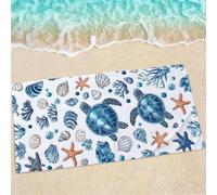 Large Microfibre Beach Towel for Adults 180x90cm, White Lightweight Quick Dry Beach Towel, Sand Free Compact Bath Towels for Yoga Camping Travel, Swimming Towels for Women Men, Sea Turtles (2) 0e-503
