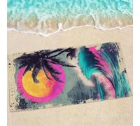 Large Microfibre Beach Towel for Adults 200x90cm, Rose Red Lightweight Quick Dry Beach Towel, Sand Free Compact Bath Towels for Yoga Gym Travel, Swimming Towels for Women Men, Coconut Trees 0e-869