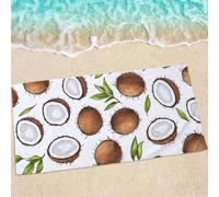 Large Microfibre Beach Towel for Adults 200x90cm, White Lightweight Quick Dry Beach Towel, Sand Free Compact Bath Towels Soft for Yoga Camping Gym Travel, Swimming Towels for Women Men, Coconut 0e-512