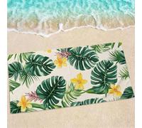 Large Microfibre Beach Towel for Adults 220x100cm, Cream Lightweight Quick Dry Beach Towel, Sand Free Compact Bath Towels Soft for Yoga Camping Gym Travel, Swimming Towels for Women Men, Leaf 0e-888
