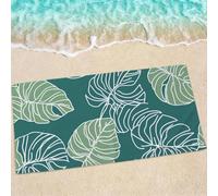 Large Microfibre Beach Towel for Adults 220x100cm, Tropical Lightweight Quick Dry Beach Towel, Sand Free Compact Bath Towels Soft for Yoga Camping Travel, Swimming Towels for Women Men, Leaf 0e-891