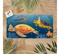 Large Microfibre Beach Towel for Adults Quick Dry, Sand Free & Lightweight Microfibre Towel for Travel, Pool, Camping Essential Beach Accessories for Women, Men, Gifts 90x200cm Sea turtles cute U-131