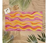 Large Microfibre Beach Towel for Adults Quick Dry, Sand Free & Lightweight Microfibre Towel for Travel, Pool, Camping Essential Beach Accessories for Women, Men, Gifts 70x140cm wave orange color U-15