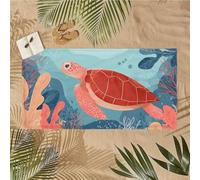 Large Microfibre Beach Towel for Adults Quick Dry, Sand Free & Lightweight Microfibre Towel for Travel, Pool, Camping Essential Beach Accessories for Women, Men, Gifts 90x200cm red Sea turtles U-179