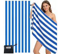 Large Microfibre Beach Towel for Adults with Bag 160x90cm,Blue Quick Dry Beach Towel with Double Sided,Lightweight Beach Microfiber Towels for Travel Drying Gym Yoga Sports Swim Towel for Women Men