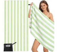 Large Microfibre Beach Towel for Adults with Bag 160x90cm,Green Quick Dry Beach Towel with Double Sided,Lightweight Beach Microfiber Towels for Travel Drying Gym Yoga Sports Swim Towel for Women Men