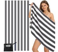 Large Microfibre Beach Towel for Adults with Bag 160x90cm,Grey Quick Dry Beach Towel with Double Sided,Lightweight Beach Microfiber Towels for Travel Drying Gym Yoga Sports Swim Towel for Women Men