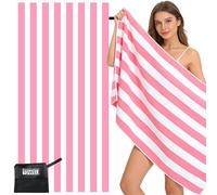 Large Microfibre Beach Towel for Adults with Bag 160x90cm,Pink Quick Dry Beach Towel with Double Sided,Lightweight Beach Microfiber Towels for Travel Drying Gym Yoga Sports Swim Towel for Women Men