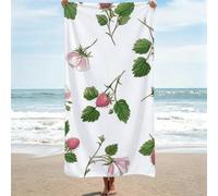 Large Microfibre Beach Towels for Adults, 100x200cm, White Super Soft Bath Towels, Sand Free Compact Lightweight Quick Dry Beach Towel for Yoga Travel, Swimming Towel for Women Men strawberry 0J-590