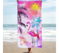 Large Microfibre Beach Towels for Adults, 75x150cm, red Super Soft Bath Towels, Sand Free Compact Lightweight Quick Dry Beach Towel for Yoga Travel, Swimming Towel for Women Men Flamingos (2) 0J-186