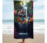 Large Microfibre Beach Towels for Adults, 85x170cm, animal Super Soft Bath Towels, Sand Free Compact Lightweight Quick Dry Beach Towel for Yoga Travel, Swimming Towel for Women Men Tiger (2) 0J-126