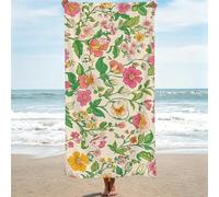 Large Microfibre Beach Towels for Adults, 85x170cm, Cream Super Soft Bath Towels, Sand Free Compact Lightweight Quick Dry Beach Towel for Yoga Camping Gym, Swimming Towel for Women Men flower 0J-540