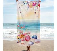 Large Microfibre Beach Towels for Adults, 95x190cm, Simple Super Soft Bath Towels, Sand Free Compact Lightweight Quick Dry Beach Towel for Yoga Camping Gym, Swimming Towel for Women Men conch 0J-227