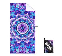 Large Microfibre Mandala Flower Sand Free Towel - 160x90cm, Lightweight Quick Dry, Compact and Thin Sports Travel Swim Towel with Bag, Ideal for Men & Women