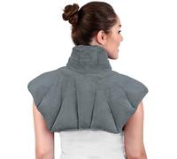 Large Microwavable Heating Pad for Neck and Shoulders - 5 Lb. Heavy Duty Weight for Deep Heat Therapy, Stress + Anxiety Relief, Neck Wrap Alternative to Rice Bags (Unscented Gray)