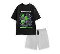 (Large) Minecraft Short Sleeve Short Leg Pyjama Set (Mens Black)