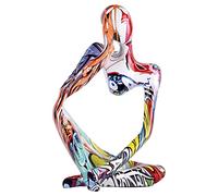 Large Minimalist Abstract Graffiti Left Thinker Statue, Colorful Art Meditation The Thinker Figurine Ornaments, Bookshelf Coffee Table Decor Home Office Desk tabletop Living Room Decor Figurine