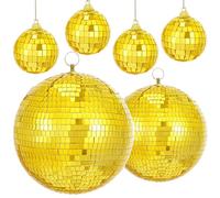 Large Mirror Gold Disco Ball: Bright Hanging Mirror Ball 6 Pcs Reflective Disco Ball - Bars Stages 70s KTV Shows Dance Music Festivals Decoration (10'', 8'', 3.2'')