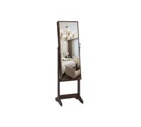 Large Mirror Jewelry Armoire, Brown