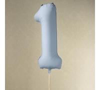 Large Misty Blue Foil Number 1 Balloon for Birthday Celebrations and Backdrops