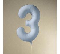 Large Misty Blue Foil Number 3 Balloon for Birthday Celebrations and Backdrops