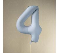 Large Misty Blue Foil Number 4 Balloon for Birthday Celebrations and Backdrops