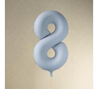 Large Misty Blue Foil Number 8 Balloon for Birthday Parties and Backdrops