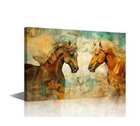 Large Modern Abstract Artistic Background Brown and Orange Horse Play Together Wall Art Painting The Picture Print On Canvas Animal Pictures for Home Decor Decoration Gift 1 Panels (24" Wx36 H)