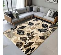 Large Modern Area Rug 120x180 cm Washable NonSlip Living Room Carpet Grey Black Leaf Design for Home & Office Decoration Bedroom & Living Room Essentials