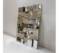 Large Modern Art Deco 3D Glass Framed Wall Mirror 120 x 80cm Agenzia 14 Silver One Size