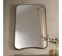 Large Modern Black Curved Metal Frame Overmantle Wall Mirror 81 x 61cm Agenzia 14 Black One Size