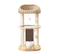 Large Modern Cat Tree, Multi Level Pussy Tower, Activity Indoor Kitty Condo with Widened Perch, Natural Solid Wood Scratching Post for Kittens Cats and Pets(92cm)