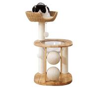 Large Modern Cat Tree, Multi Level Pussy Tower, Activity Indoor Kitty Condo with Widened Perch, Natural Solid Wood Scratching Post for Kittens Cats and Pets(94cm)