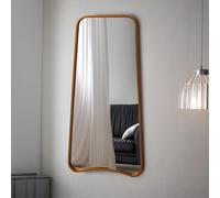 Large Modern Gold Curved Metal Frame Full Length Wall Mirror 122 x 58cm Agenzia 14 Gold One Size