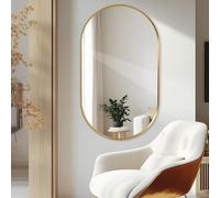 Large Modern Oval Mirror Metal Frame Wall Mirror HD Glass for Makeup Bathroom & Living Room Stylish Decorative Wall Accent Oversized Vanity Mirror Home Décor